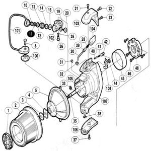 シマノ（SHIMANO） パーツ：02 スーパーエアロ XT-SS R スプール軸 No35