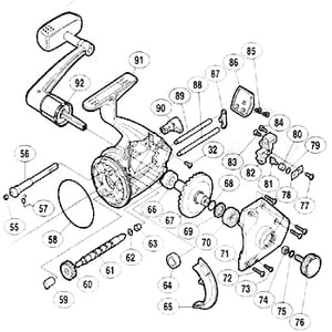 シマノ（SHIMANO） パーツ：97 パワーエアロ 6000 摺動子固定ボルト B No84