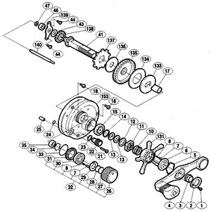 シマノ（SHIMANO） パーツ：04 コンクエスト 300F A-RB ハンドル組（部品No.004）