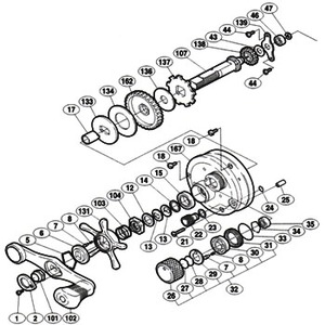 シマノ（SHIMANO） パーツ：04 コンクエスト 301F A-RB ローラークラッチインナーチューブ（部品No.017）