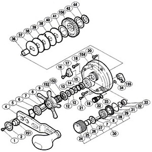 シマノ（SHIMANO） パーツ：04 コンクエスト 1001F A-RB スプールドラグツマミ組（部品No.030）