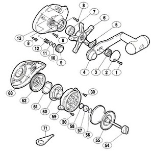 シマノ（SHIMANO） パーツ：03 幻風 300F A-RB ハンドル組（部品No.004）