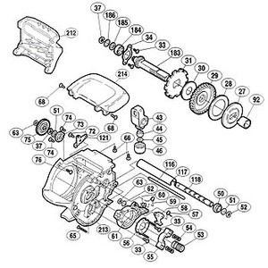 シマノ（SHIMANO） パーツ：00 スーパー小船 C2000 A-RB クロスギヤピン（部品No.044）