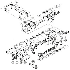 シマノ（SHIMANO） パーツ：04 スコーピオンMg 1001 A-RB ハンドル組 No102