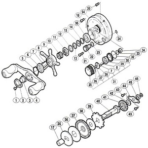 シマノ（SHIMANO） パーツ：01 カルカッタ コンクエスト 51 スタードラグ音出シ板抜ケ止メ No005