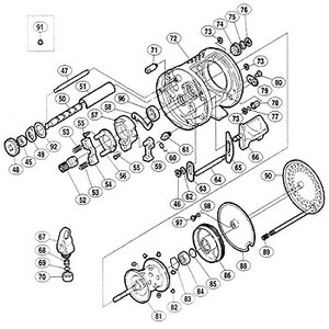 シマノ（SHIMANO） パーツ：01 カルカッタ コンクエスト 51 クラッチカム押サエ板 No056