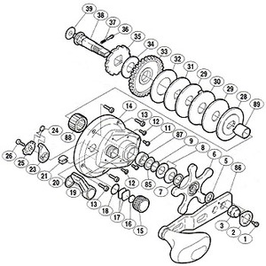 シマノ（SHIMANO） パーツ：海魂 4000 A-RB ハンドル受ケ座金（部品No.005）