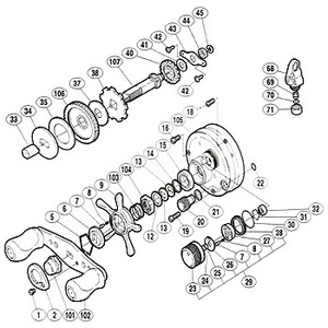 シマノ（SHIMANO） パーツ：04 カルカッタ コンクエスト 51S スプールドラグ座金 No024