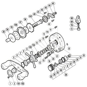 シマノ（SHIMANO） パーツ：04 カルカッタ コンクエスト 51S ハンドル固定ナット No101