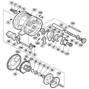 シマノ（SHIMANO） パーツ：04 カルカッタコンクエスト 100DC A-RB クロスギヤ受ケ A No050