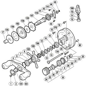 シマノ（SHIMANO） パーツ：04 カルカッタコンクエスト 101DC A-RB スプールドラグツマミ組 No030