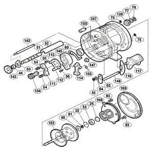 シマノ（SHIMANO） パーツ：04 カルカッタ コンクエスト 101DC A-RB 本体枠B受ケ組 No168