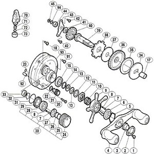 シマノ（SHIMANO） パーツ：00 カルカッタ コンクエスト 200 本体Bシャフトツマミ座金 No022