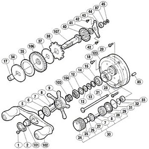 シマノ（SHIMANO） パーツ：03カルカッタコンクエスト201DC A-RB スプールドラグツマミ音出シピン No007