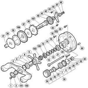 シマノ（SHIMANO） パーツ：03 カルカッタコンクエスト 201DC A-RB スプールドラグツマミ No024