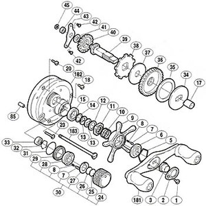 シマノ（SHIMANO） パーツ：05 カルカッタ コンクエスト 250DC A-RB ハンドル固定ナット No003