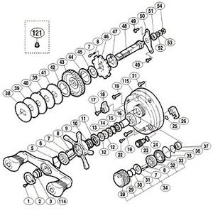 シマノ（SHIMANO） パーツ：03 カルカッタ コンクエスト 401 A-RB ハンドル固定ナット No003