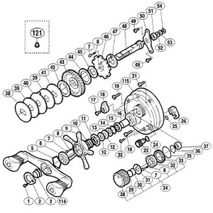 シマノ（SHIMANO） パーツ：03 カルカッタコンクエスト 401 A-RB スプールドラグツマミ音出シ板 No031