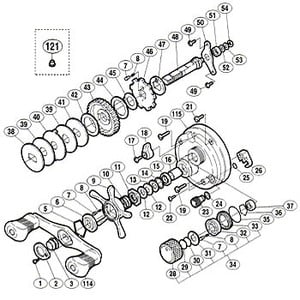 シマノ（SHIMANO） パーツ：03 カルカッタ コンクエスト 401 A-RB スプールドラグツマミ組 No034