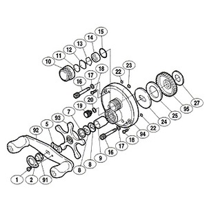 シマノ（SHIMANO） パーツ：05 カルカッタ 101 A-RB 本体A固定ボルト No016