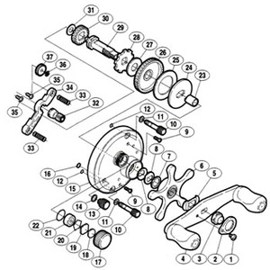 シマノ（SHIMANO） パーツ：05 カルカッタ 200 A-RB ハンドル受ケ座金 No005