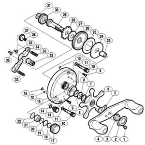 シマノ（SHIMANO） パーツ：05 カルカッタ 200 A-RB スプールドラグツマミ No017