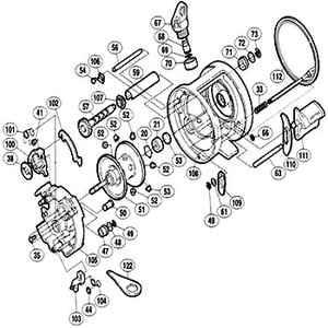 シマノ（SHIMANO） パーツ：05 カルカッタ 201 A-RB 本体固定板 No105