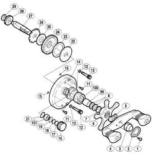 シマノ（SHIMANO） パーツ：02 アクシス 100 バージョン2 A-RB ハンドル固定ナット No003