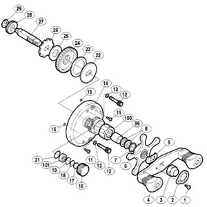 シマノ（SHIMANO） パーツ：02 アクシス 100 バージョン2 A-RB スプールドラグツマミ No016