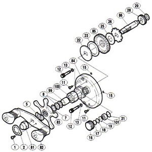 シマノ（SHIMANO） パーツ：02 アクシス 101 バージョン2 A-RB ハンドル受ケ座金 No005