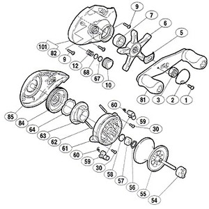 シマノ（SHIMANO） パーツ：05 バスライズ ハンドル固定ナット No003