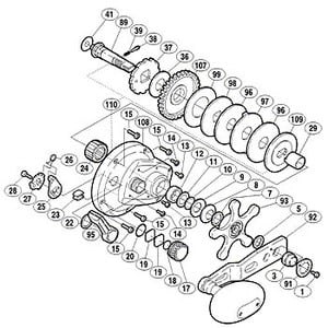 シマノ（SHIMANO） パーツ：03 ジガー NR 2000P A-RB クラッチ切換エレバー No095