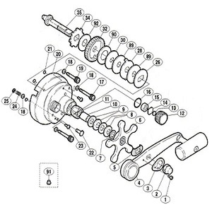 シマノ（SHIMANO） パーツ：カルカッタ 700 スプールドラグツマミ No012