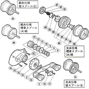 シマノ（SHIMANO） パーツ：03 チヌマチック 1000 A-RB 細糸 スプール C 2号／50m 部品No.054