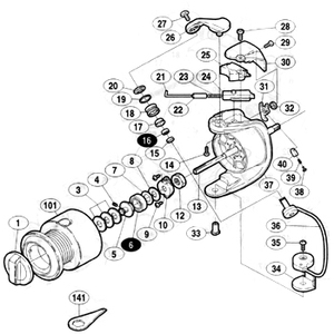 シマノ（SHIMANO） パーツ：98ツインパワー6000H アームバネガイド B No24