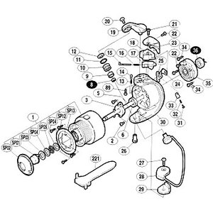 シマノ（SHIMANO） パーツ：00バイオマスター 1000LS スプールリング固定ボルト NoSP12