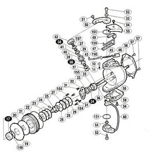 シマノ（SHIMANO） パーツ：01 ステラーSW 6000HG アームローラ受ケ No42