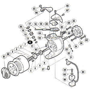 シマノ（SHIMANO） パーツ：00 ナビ 5000 ベール取付ケカム固定ボルト No28