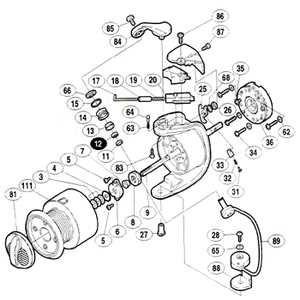 シマノ（SHIMANO） パーツ：00 ナビ 6000 ベール取付ケカム固定ボルト No28