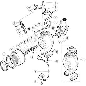 シマノ（SHIMANO） パーツ：03 エアレックス 3000 アーム固定ボルト No20