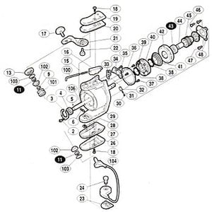 シマノ（SHIMANO） パーツ：97 BB-X テクニウム 3000 アームカムバネ No15