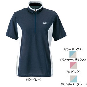 ミズノ（MIZUNO） ドライベクター・ライトインナー半袖ジップネックシャツ Women's L 03（シルバーグレー）