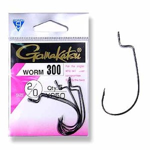 がまかつ（Gamakatsu） WORM 300（5本入り） ＃2／0 ブラック