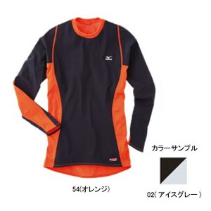 ミズノ（MIZUNO） ブレスサーモ 防風ライトウエイトクルーネック長袖シャツ Men's L 02（アイスグレー）