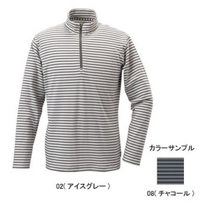 ミズノ（MIZUNO） ブレスサーモ ボーダーニット長袖ジップネックシャツ Men's M 08（チャコール）