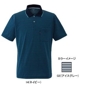 ミズノ（MIZUNO） オゾンブリーチ ボーダー半袖ポロシャツ Men's XL 02（アイスグレー）