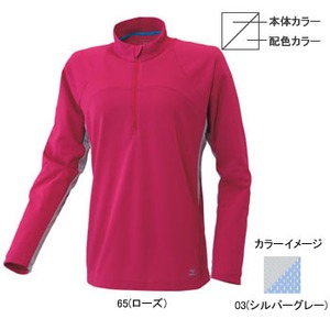 ミズノ（MIZUNO） サンケアディンプル鹿の子 長袖ジップネックシャツ Women's M 03（シルバーグレー）