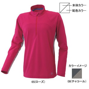 ミズノ（MIZUNO） サンケアディンプル鹿の子 長袖ジップネックシャツ Women's S 08（チャコール）