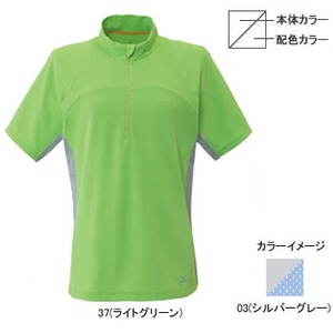 ミズノ（MIZUNO） サンケアディンプル鹿の子 半袖ジップネックシャツ Women's M 03（シルバーグレー）