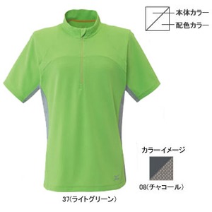 ミズノ（MIZUNO） サンケアディンプル鹿の子 半袖ジップネックシャツ Women's M 08（チャコール）